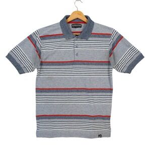 Silver‎ Stone Collection Polo Mens M Blue Excellent Striped Short Sleeve